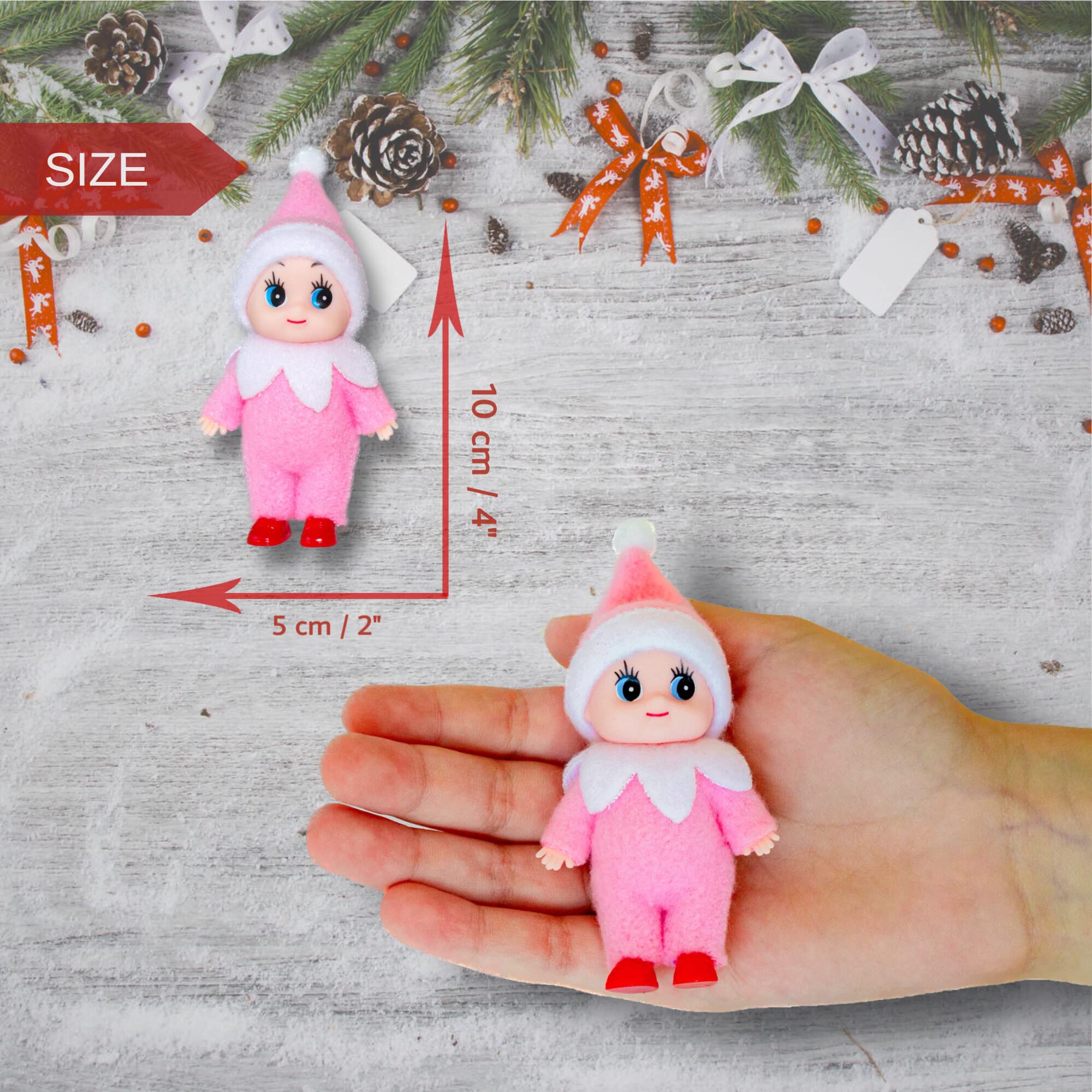 LitoMagic Christmas Baby Elf Doll in Pink Jumpsuit