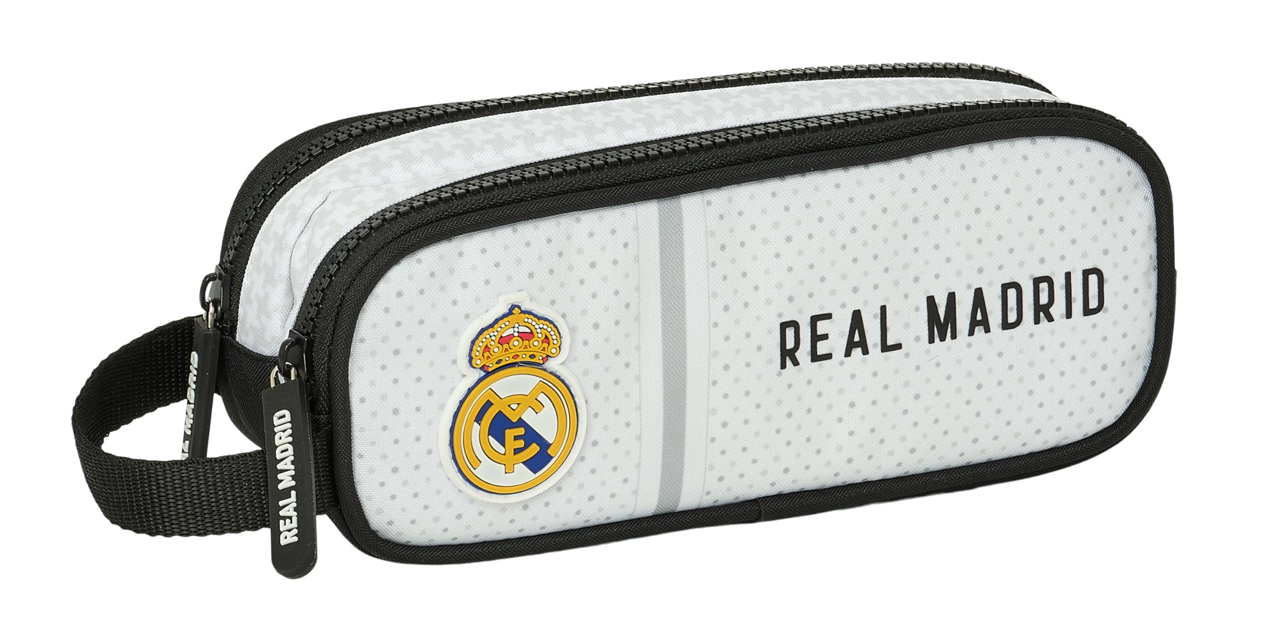 Safta Real Madrid 1st Team 24/25 – Children's Pencil Case, Children's Pencil Case, Ideal for School Age Children, Comfortable and Versatile, Quality and Resistance, 21 x 6 x 8 cm, White/Grey,