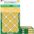 Filterbuy 14x30x1 Air Filter 5-Pack, MERV 11 - Pleated AC Furnace Filter For Allergies & Pets
