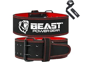 Beast Power Gear Weight Lifting Belts - Free Strap 4” Wide 10mm Thick for Weightlifting Bodybuilding Powerlifting Belt Superior Back Support Gym Belts for Men Women