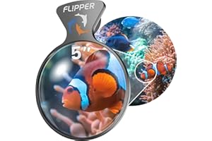 FL!PPER Flipper DeepSee Viewer MAX 5" Black - Coral and Fish Magnifier for Reef Tank and Freshwater Aquarium Photography and Videography - Magnetic Magnifying Glass