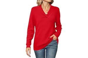 Ivicoer Women Long Sleeve V Neck Pullover Collar Knitted Sweaters