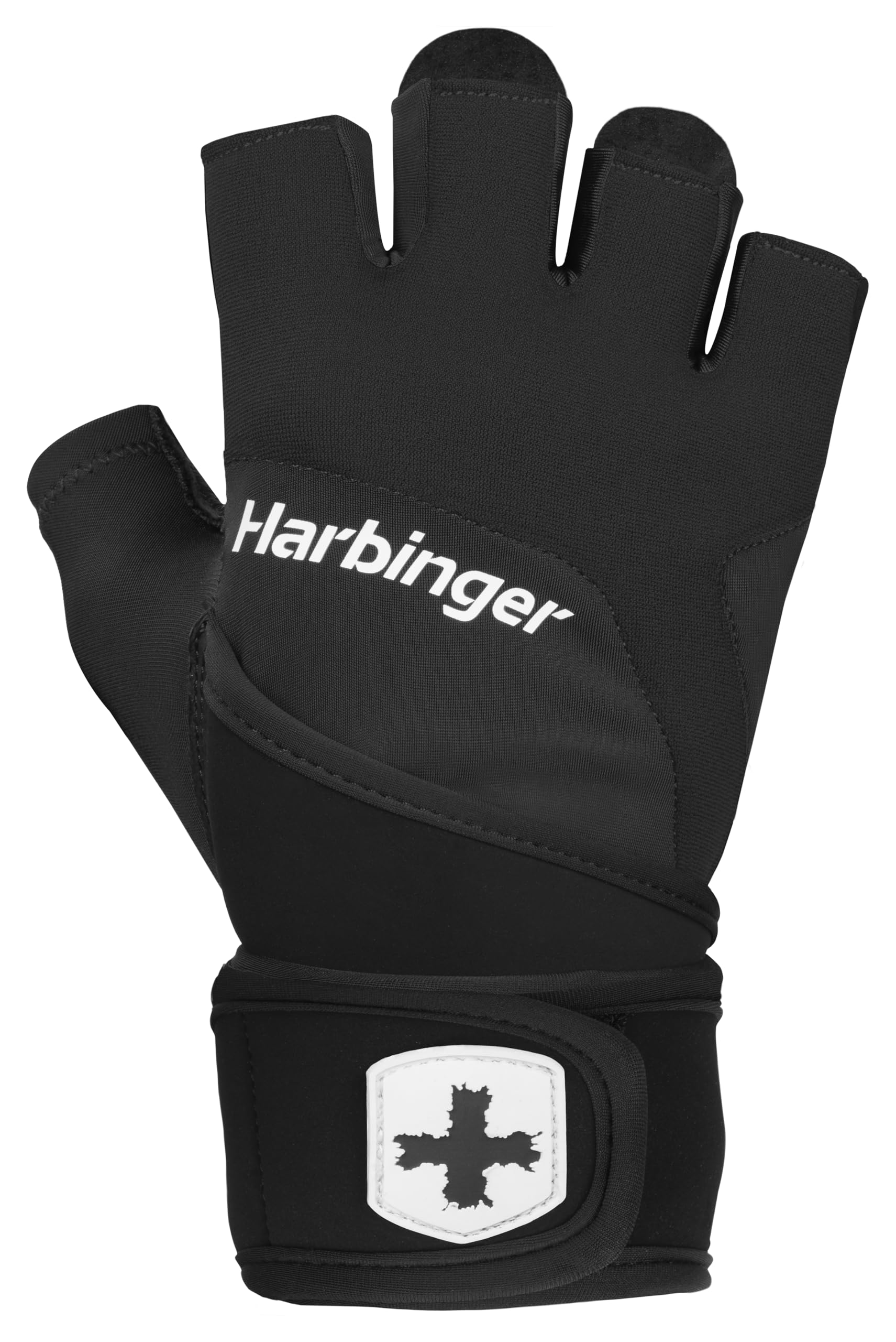 Harbinger Training Grip Wristwrap Gloves, Heavy lifting gloves for more palm protection and wrist stability, Unisex, Large,Black