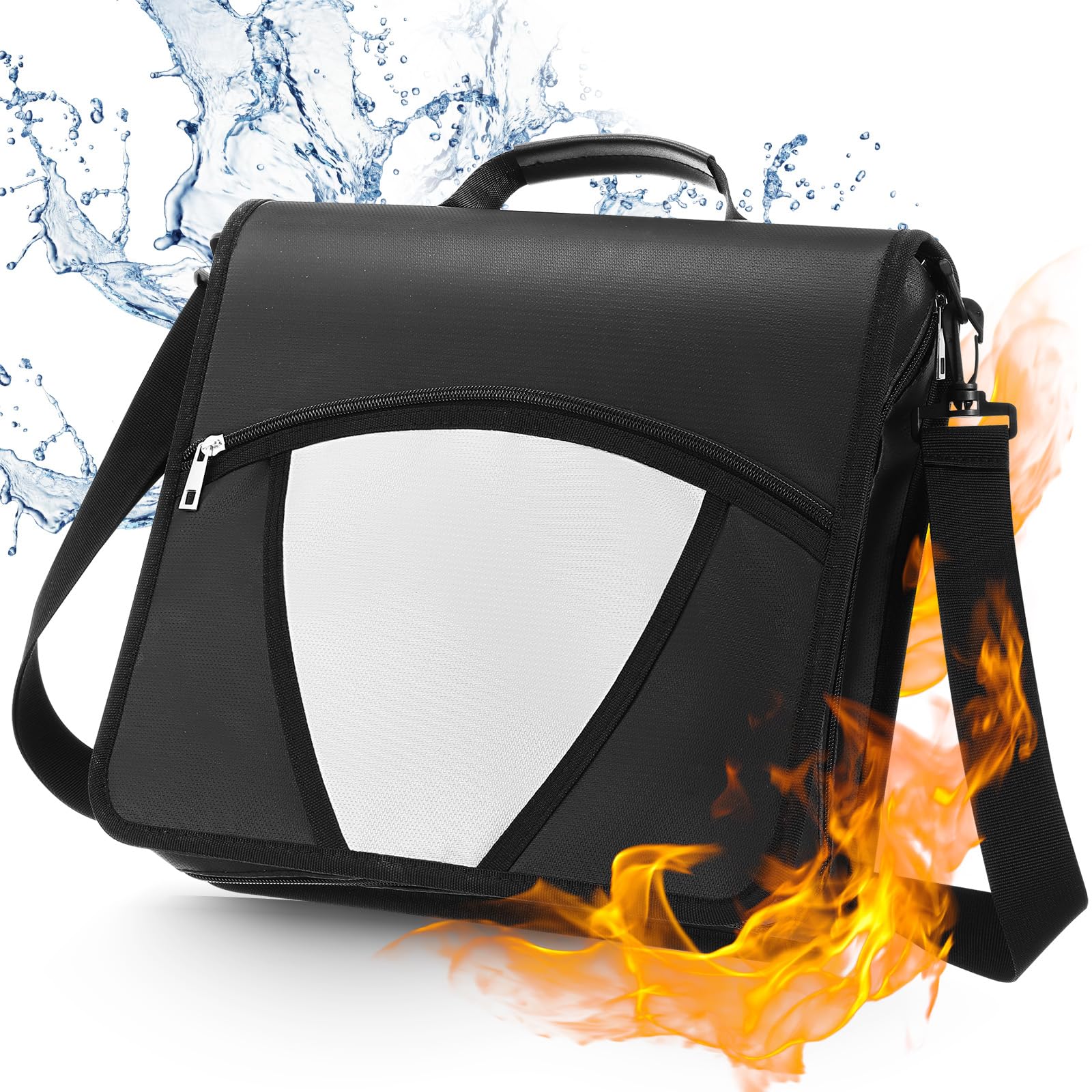 Photo 1 of Henoyso Fireproof 3 Ring Binder - 3 Inch O-Ring, 600 Sheets Capacity Zippered with Expanding File, Handle & Shoulder Strap, Multiple Pockets, Portfolio Binder for Office, Black & White
