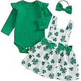 Bonangber Newborn Baby Girl Valentines Day Outfit Long Sleeve Romper Bodysuit Suspender Skirt Set Cute Baby Winter Clothes