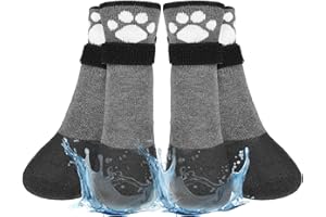 BEAUTYZOO Anti Slip Dog Socks Boots, Dog Shoes for Hot/Cold Pavement Snow Rain Days,Waterproof Grip Dog Booties Paw Protector for Hardwood Floor, Prevent Licking for Small Medium Large Senior Old Dogs