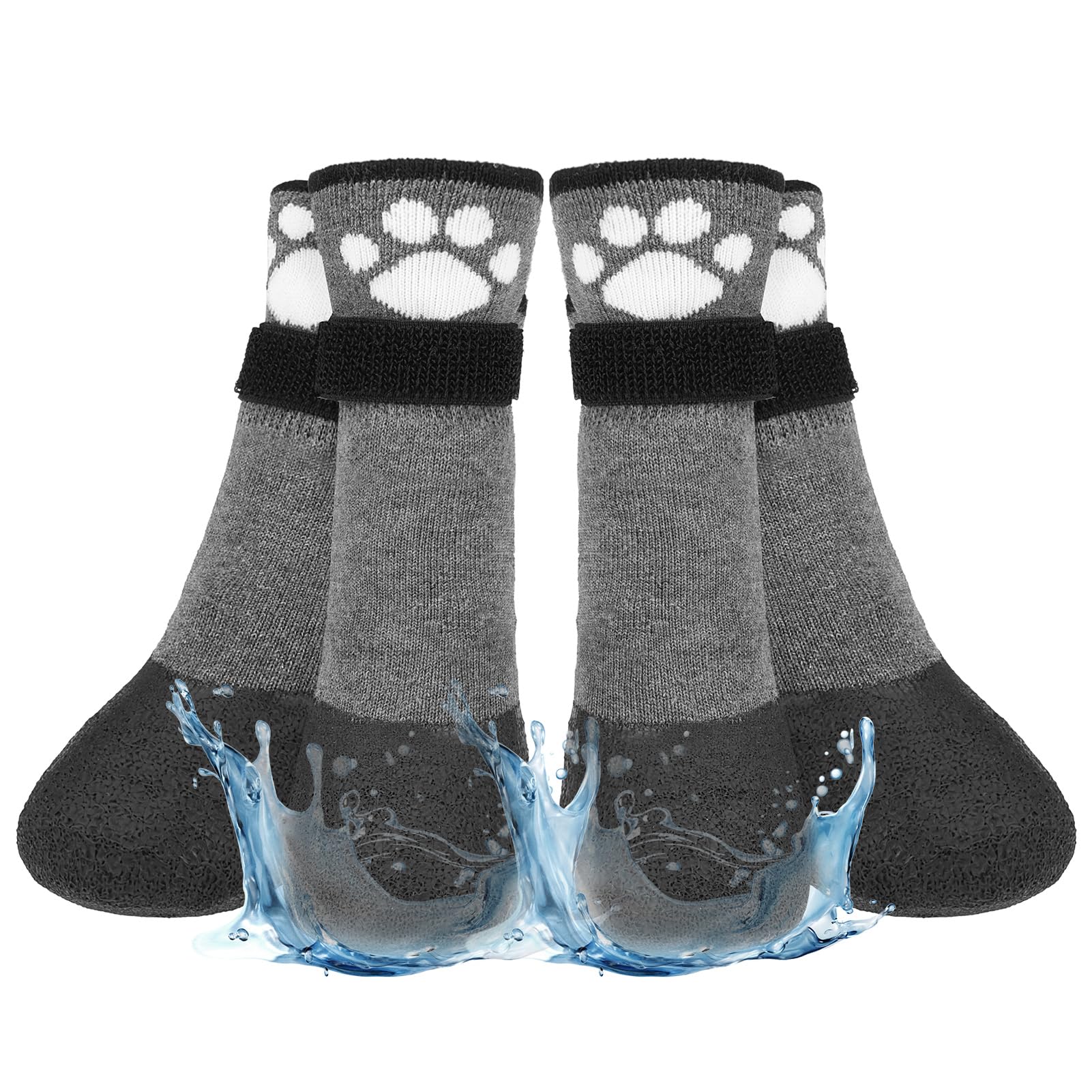 BEAUTYZOO Anti Slip Dog Socks Boots, Dog Shoes for Hot/Cold Winter Pavement, Waterproof Grip Dogs Booties Paw Protector for Hardwood Floor, Prevent Licking for Small Medium Large Dogs Puppy Senior Old
