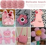 TSLBW Knitting Wool Yarn 4 x 100g Multi-Colored Soft Chunky Chenille view 3