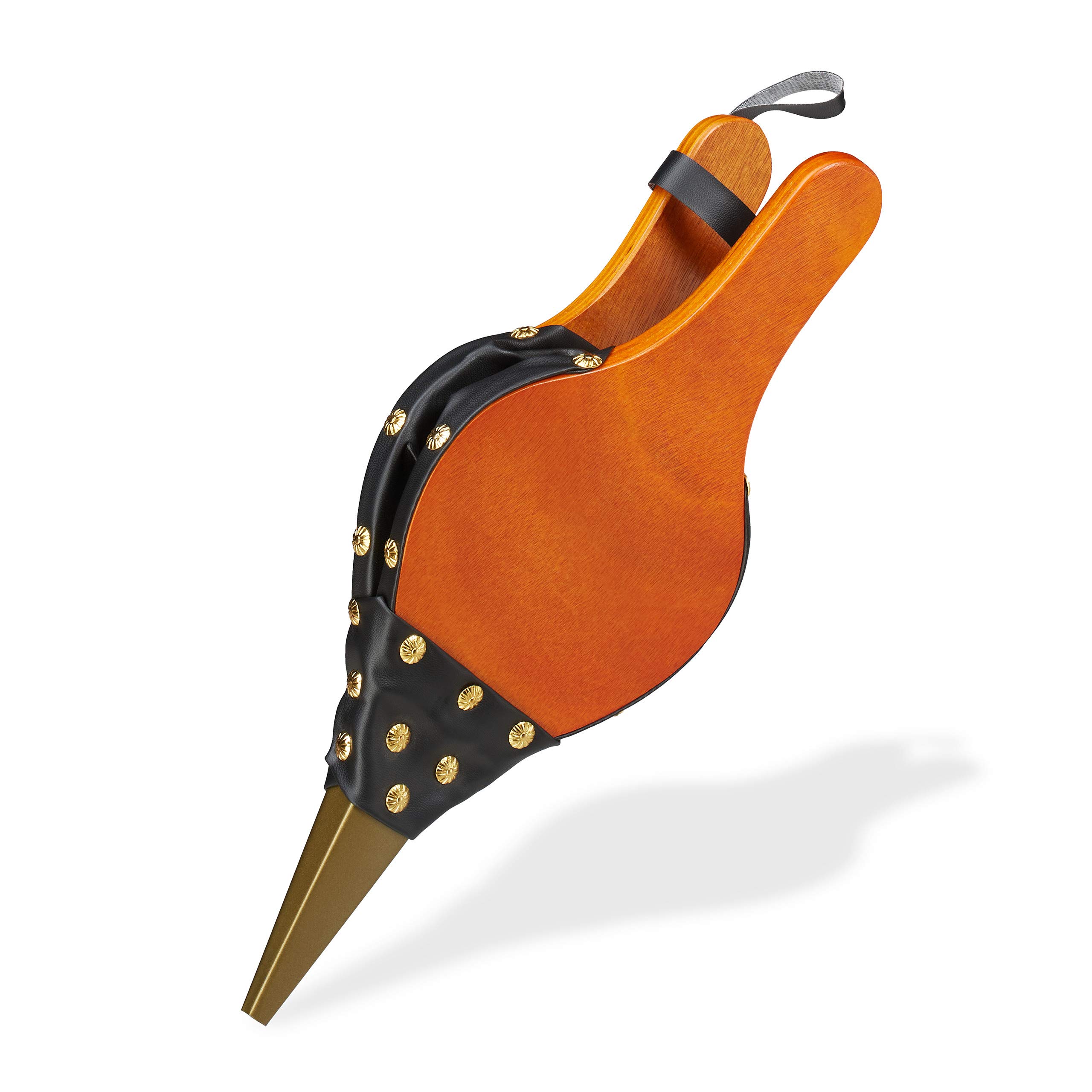 Relaxdays Bellows Grill & Fireplace, Rustic Hand Air Blower, Golden Decorative Nails, HWD: 4x16x39 cm, Brown/Black, Fibreboard