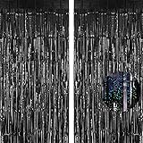 AIQINHU Black Tinsel Foil Fringe Curtain