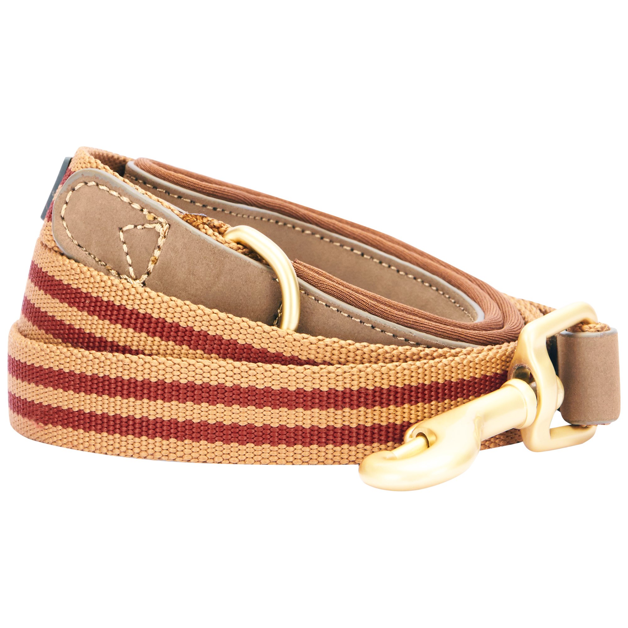 Blueberry Pet Lead with Soft & Comfortable Handle, 180 cm x 2.5cm Polyester Fabric Webbing and Soft Genuine Leather Dog Lead in Red & Brown, Leads for Dogs