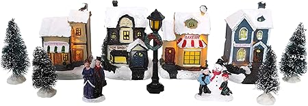 Christmas village santa's toy workshop lights music 30x30x15 Toyland® Mini Christmas Village & Shop Scene Set with LED Lights