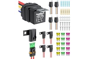 FASTSTORM 5 Pack 5-Pin Waterproof Relay Kit 40/30 AMP 12V Relay Switch with Harness Heavy Duty 12&16 AWG Tinned Copper Wires with 5x20A/30A/40A Inline Fuse SPDT for Automotive Car Marine Boat