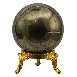 Amazing Gemstone Pyrite Crystal Ball with Stand - 2