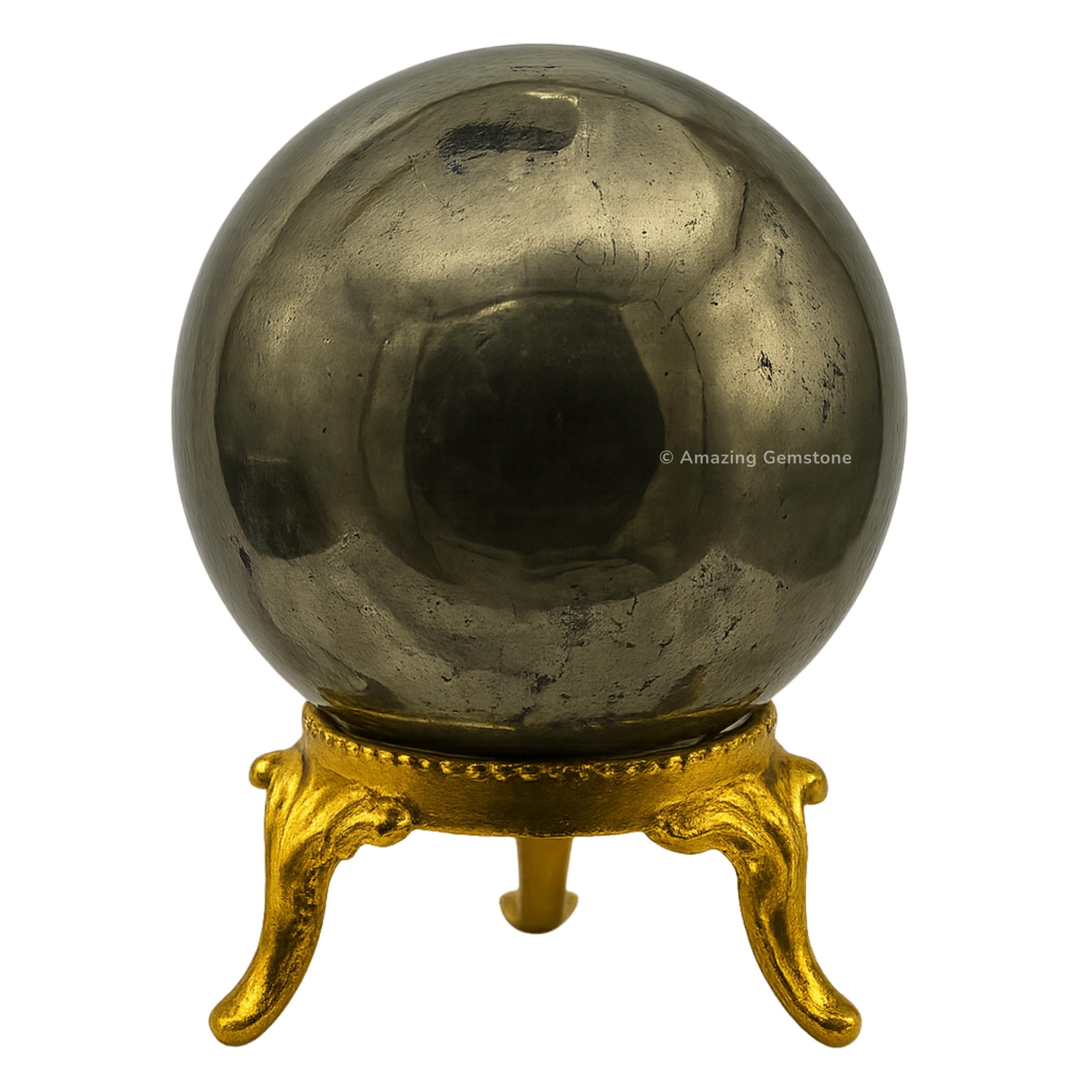 Amazing Gemstone Pyrite Crystal Ball with Stand - 2
