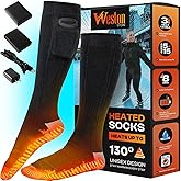 Weston Rechargeable Heated Socks for Men & Women, Warm Winter Socks with 2 4000mAh Batteries, Up to 140F - Perfect for Cold Feet & Raynaud's Relief (Black, Size 5-15)
