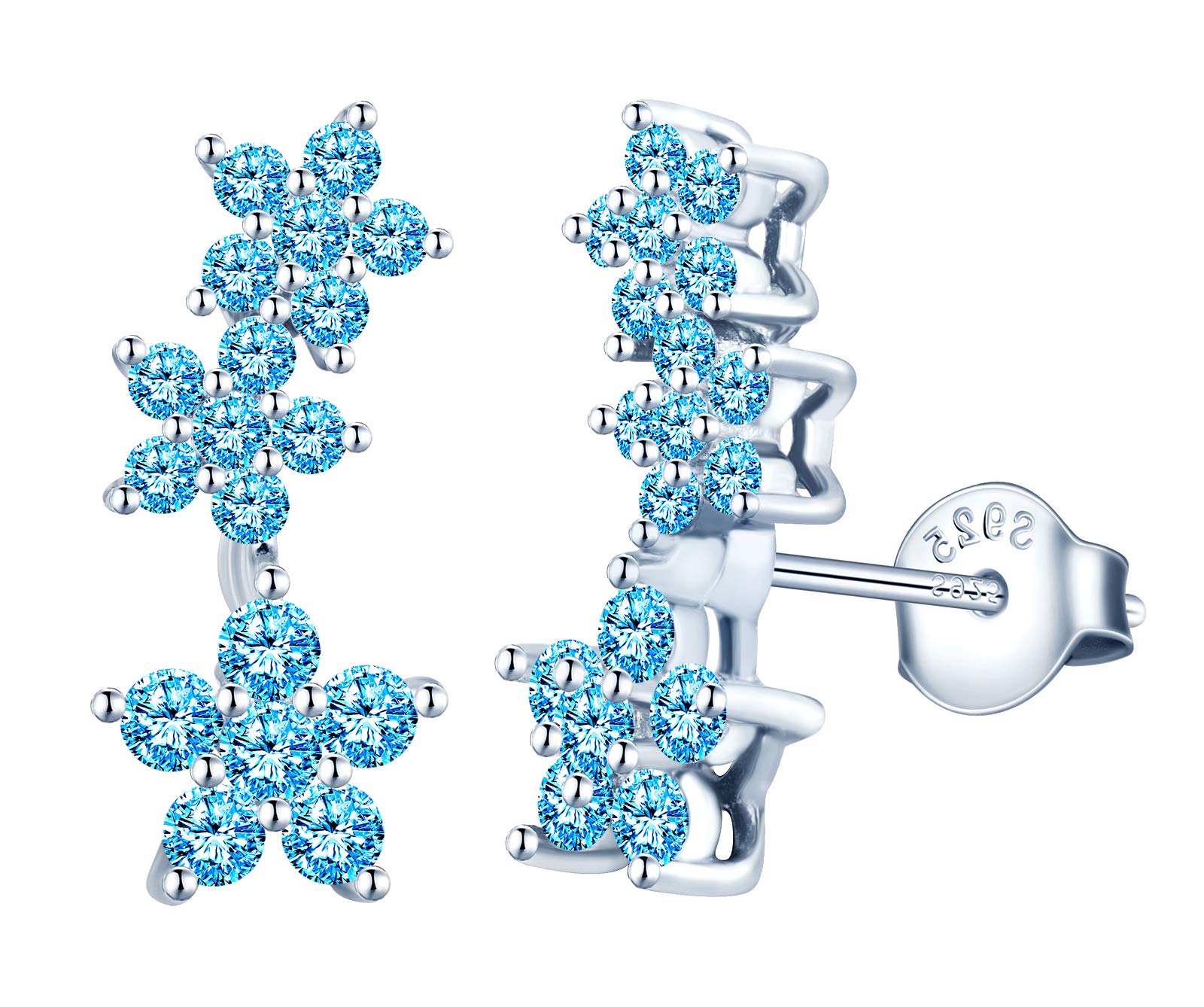 MicLee Woman's girl's Earrings, 925 Sterling silver earrings, Colorful star earrings studs, Inlaid zircon, Shiny and elegant, gift for Birthday, Valentine's Day and Christmas