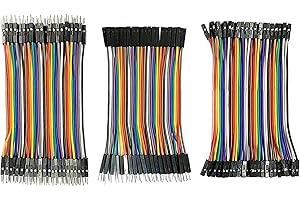QEEAHUUO 120pcs Breadboards Jumper Wires F2F F2M M2M, Cable Line Connector Assorted Kit, Male to Female Multicolored Ribbon Cables, 10cm Wire Length