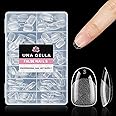 UNA GELLA Short Oval Round Nail Tips, Soft Gel Pre-shaped Half Matte Short Oval Gel x Nail Tips Full Cover Acrylic Press on Fake Nails for Nail Extension Art DIY Nail Salon 216Pcs 12 Sizes