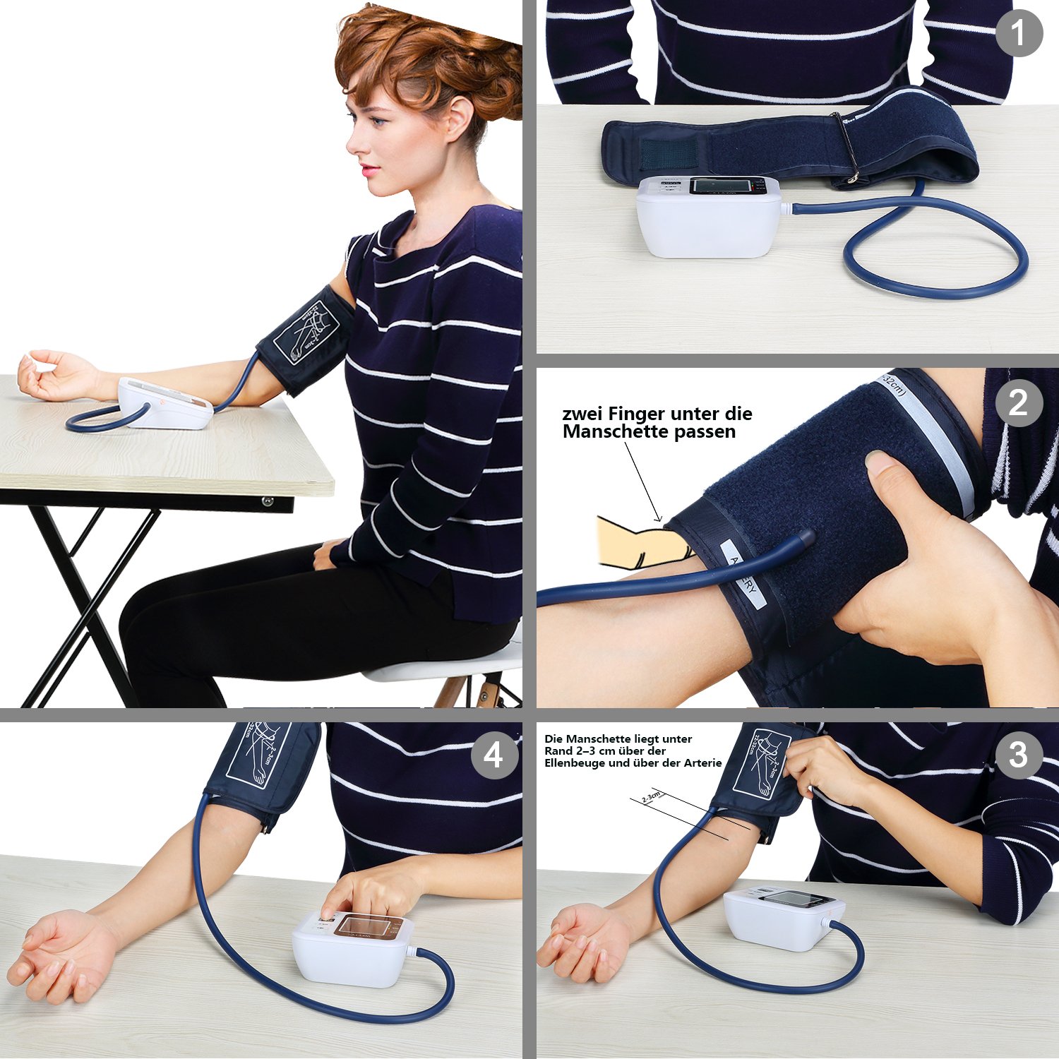 Oberarm Blutdruckmessgerät,WeyTy Automatisches Elektronisches Blutdruck Messgerät am Oberarm mit Sprachfunktion,WHO Anzeige, Arrhythmie-Erkennung für zwei Benutzer,Standard-Manschette (22-32cm)