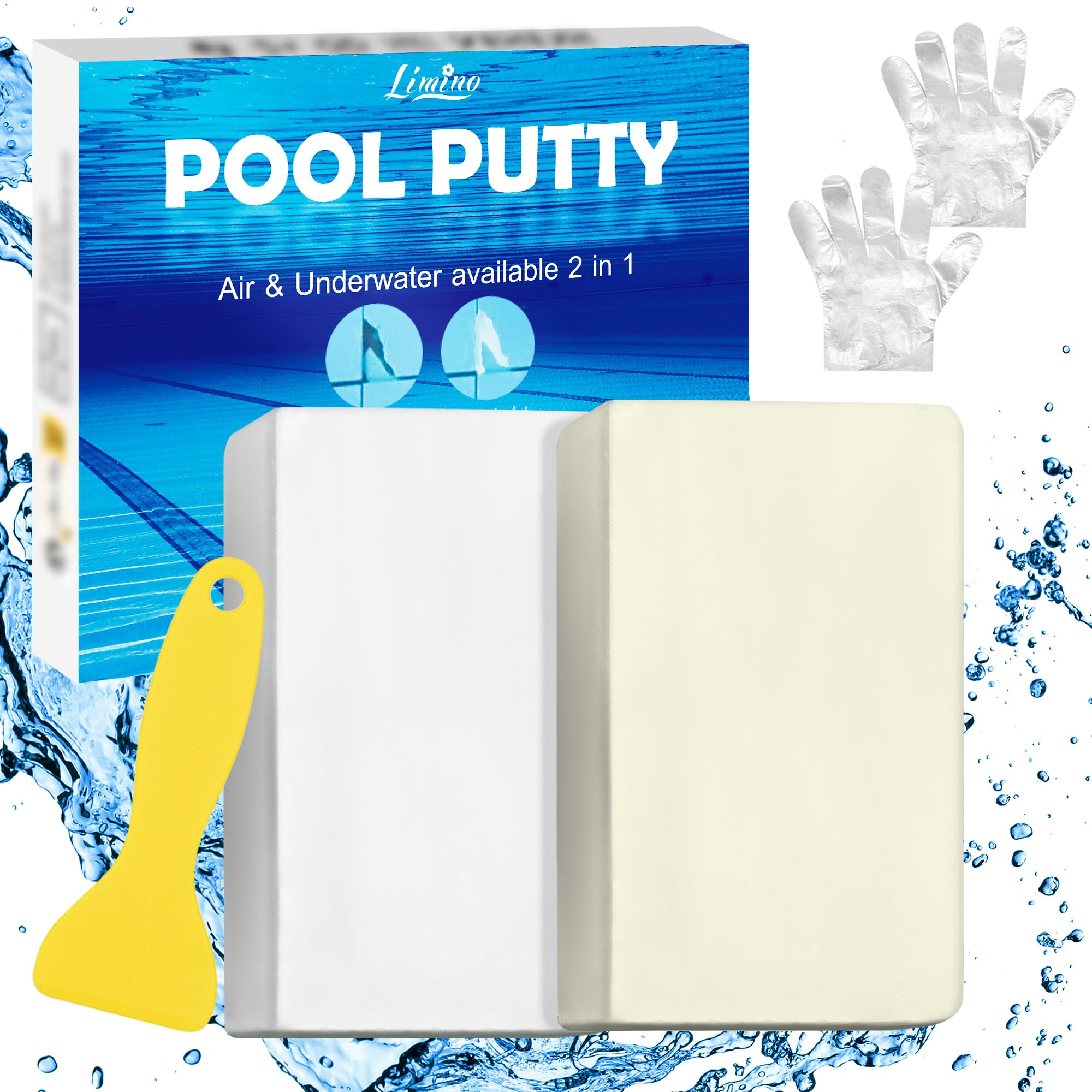 Photo 1 of Pool Putty - 2 Part Epoxy Pool Putty for Leaks Underwater or Above, 10oz Pool Leak Sealer for Fixing Leaks, Cracks, Epoxy Pool Repair Kit for Tile, Concrete, Fiberglass, Cement and Other Surfaces