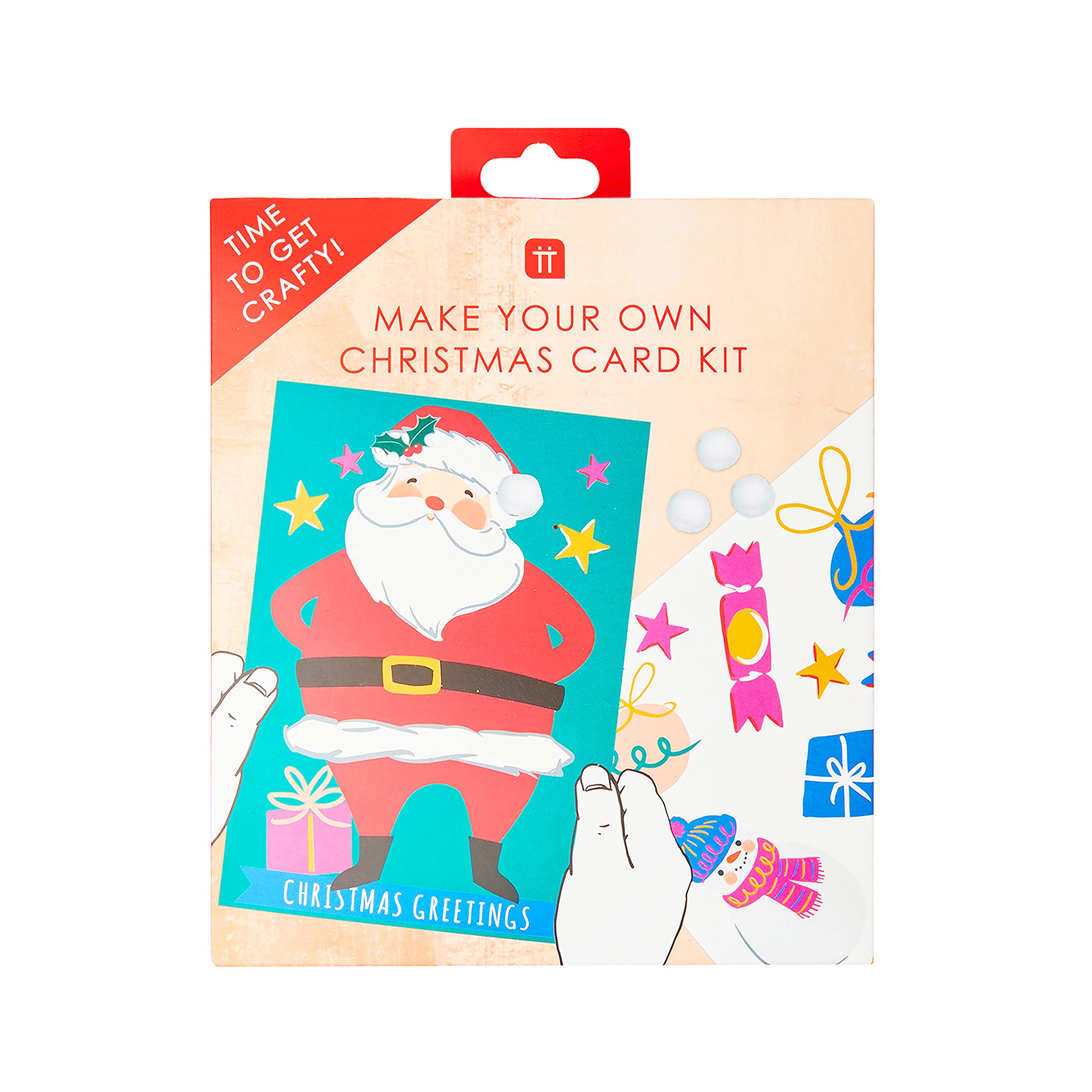 Talking Tables Christmas Card Making Craft Kit for Kids - Pack of 12 | Includes Envelopes, Stickers & Decorations, Children Art Supplies, Fun Activities, Creative Xmas Gift, Red