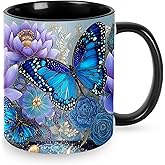 Butterfly 11oz Funny Coffee Mug Cute Tea Cup for Women Ceramic Mug Microwave Safe with Handle