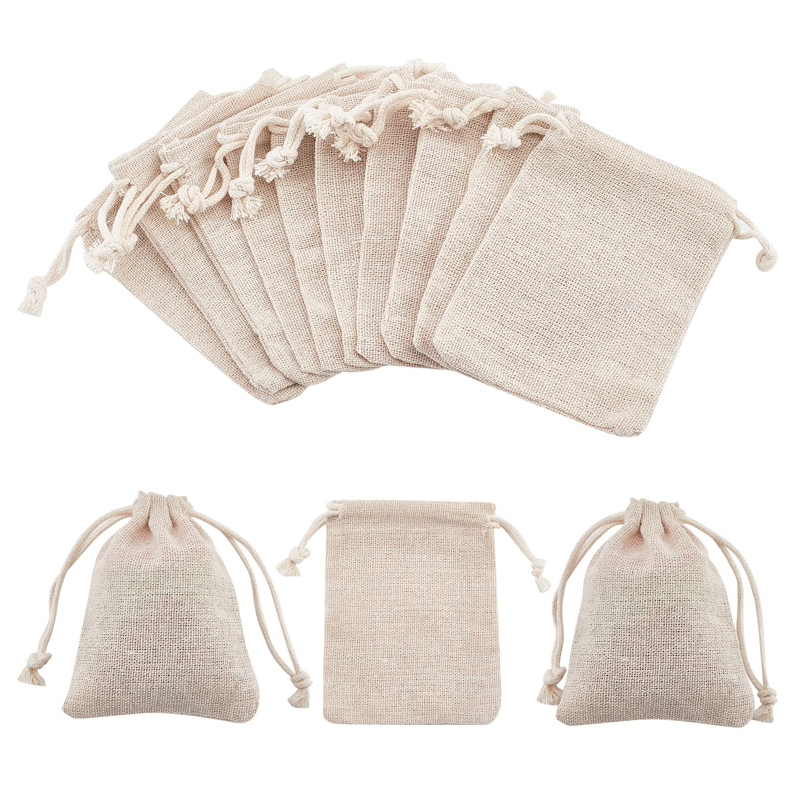 NBEADS 10 Pcs Small Drawstring Burlap Gift Bags Jewellery Pouches Wedding Sacks Party Favor Bags, 9X 8cm
