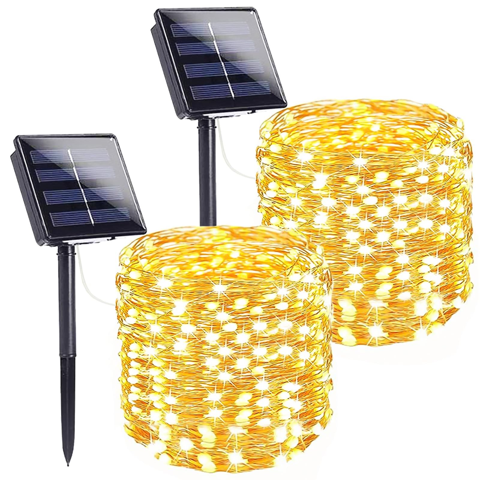 Photo 1 of 2-Pack Solar String Lights for Outside, Total 200LED Solar Fairy Lights Waterproof, Outdoor Twinkle Lights Copper Wire 8 Modes Solar Powered Lights for Xmas Tree Garden Party Wedding Decor(Warm White)