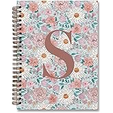 KDHTY Vintage Floral Personalized Notebook, Initial Letter S Notebook Journal ,Vintage Flower Notebook for Work School Office Supplies,,Monogrammed Notebook for Women Teen Girl,Back to School Supplies 5.5 x 8.3