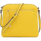 FashionPuzzle Chevron Quilted Medium Crossbody Bag with Tassel Accent