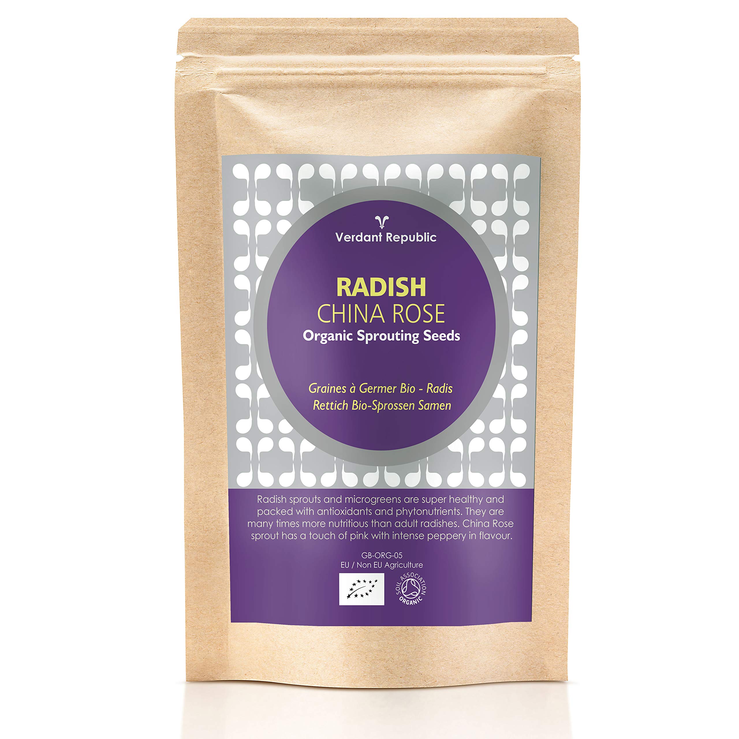 Verdant Republic Organic Radish China Rose Sprouting Microgreen Seeds 250g | Non GMO Healthy Superfood |Easy to Sprout | High Germination