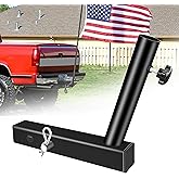 YIYITOOLS Hitch Flag Pole Holder, Heavy-Duty Truck Flag Pole Mount Kit for 2-Inch Receivers, Adjustable Car Flag Pole for Jeep, SUV, RV, Pickup, Trailer – Rust-Resistant, Stable & Easy to Install