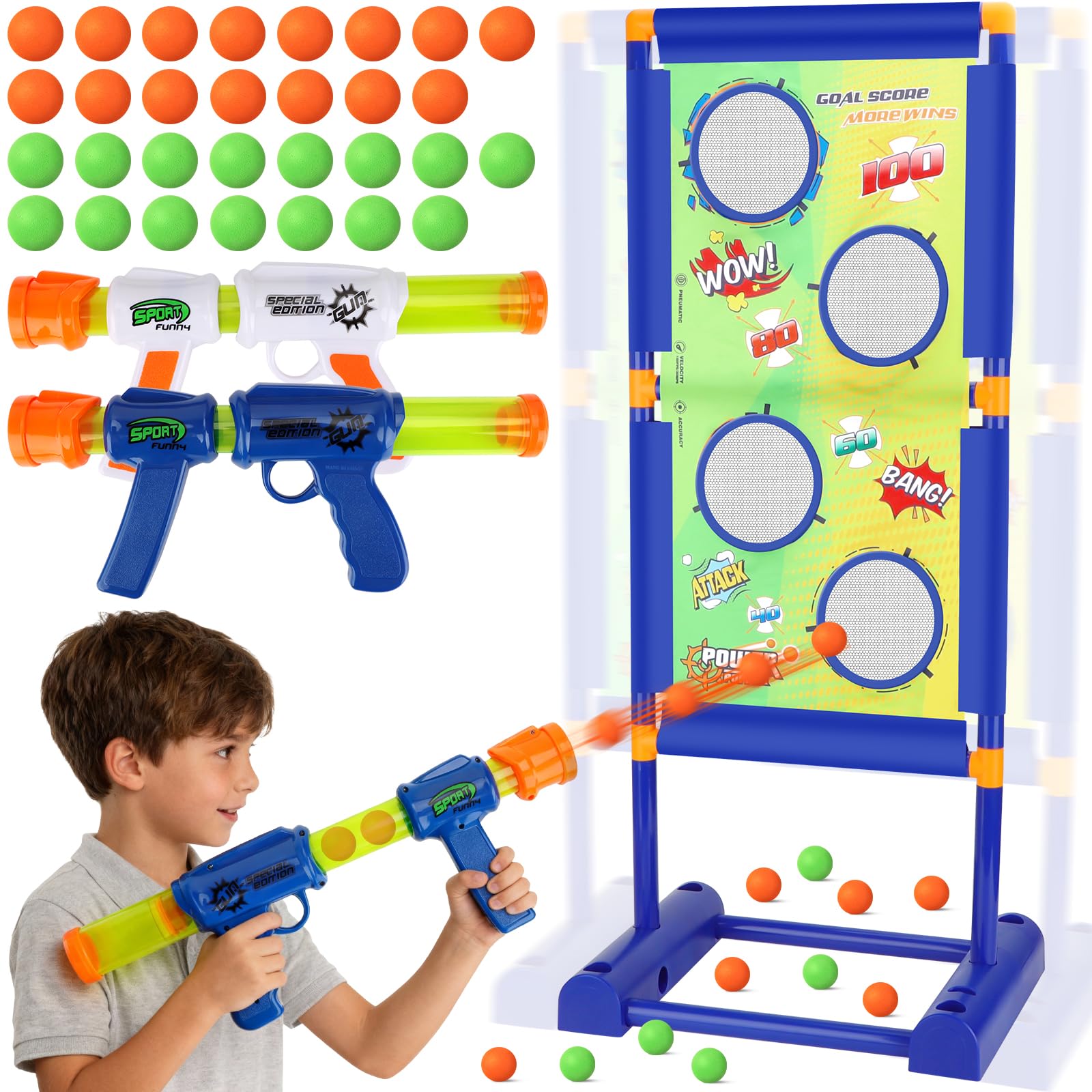 deAO Shooting Games Toys for Kids, Moving Shooting Targets Games for Indoor Outdoor Garden, Nerf Toys Guns Gifts for 5-10+ Year Old Boys Girls