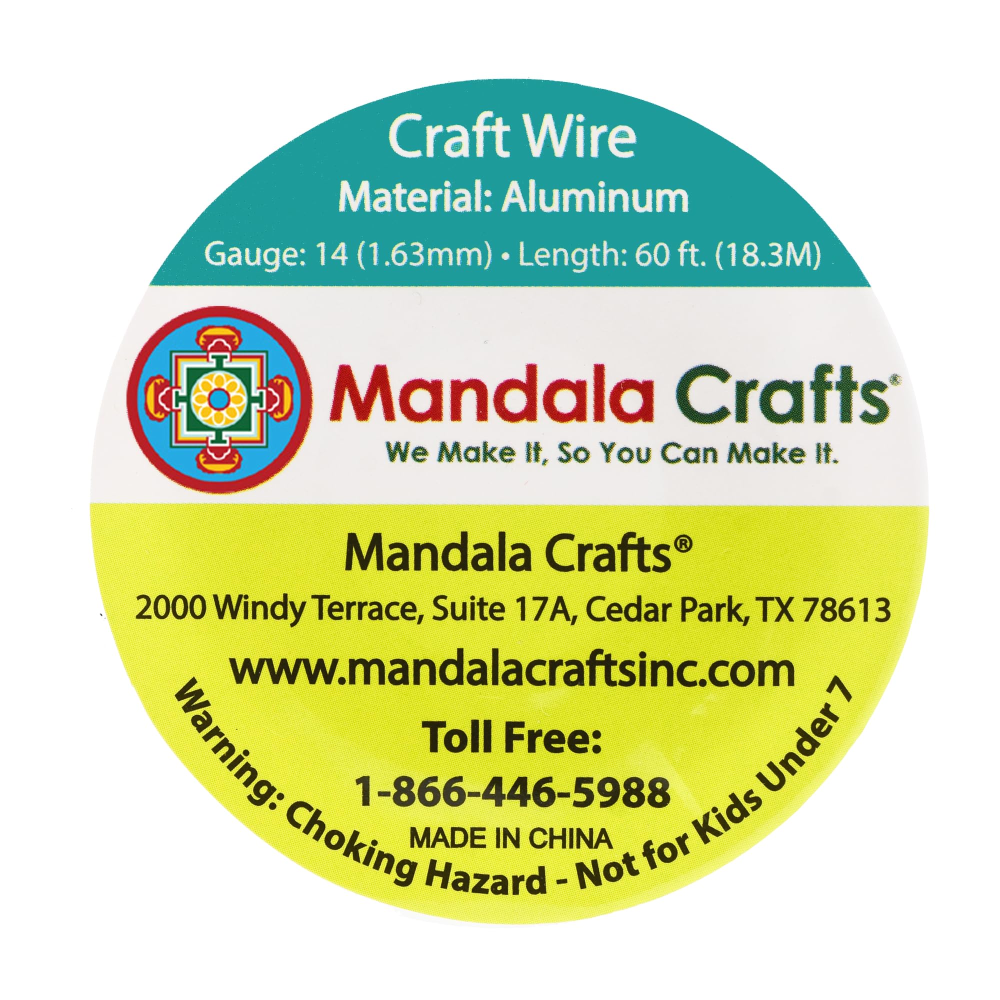 Mandala Crafts 14 Gauge Anodized Aluminum Craft Wire for Jewelry Making - 60 FT Colored Flexible Silver Tone Wire - Bendable for Bonsai Armature Crafting Sculpting