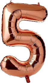 Unique Rose Gold Number 5 Large Foil Balloon 86cm One Piece