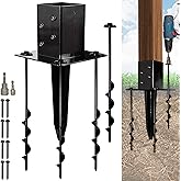 LADECH 16″ No-Dig 4×4 Ground Spike Post Anchors – Powder-Coated Steel, Includes 4 Corner Screws – Heavy-Duty Ground Anchors for Fence, Mailbox & Deck Posts (1 PC)