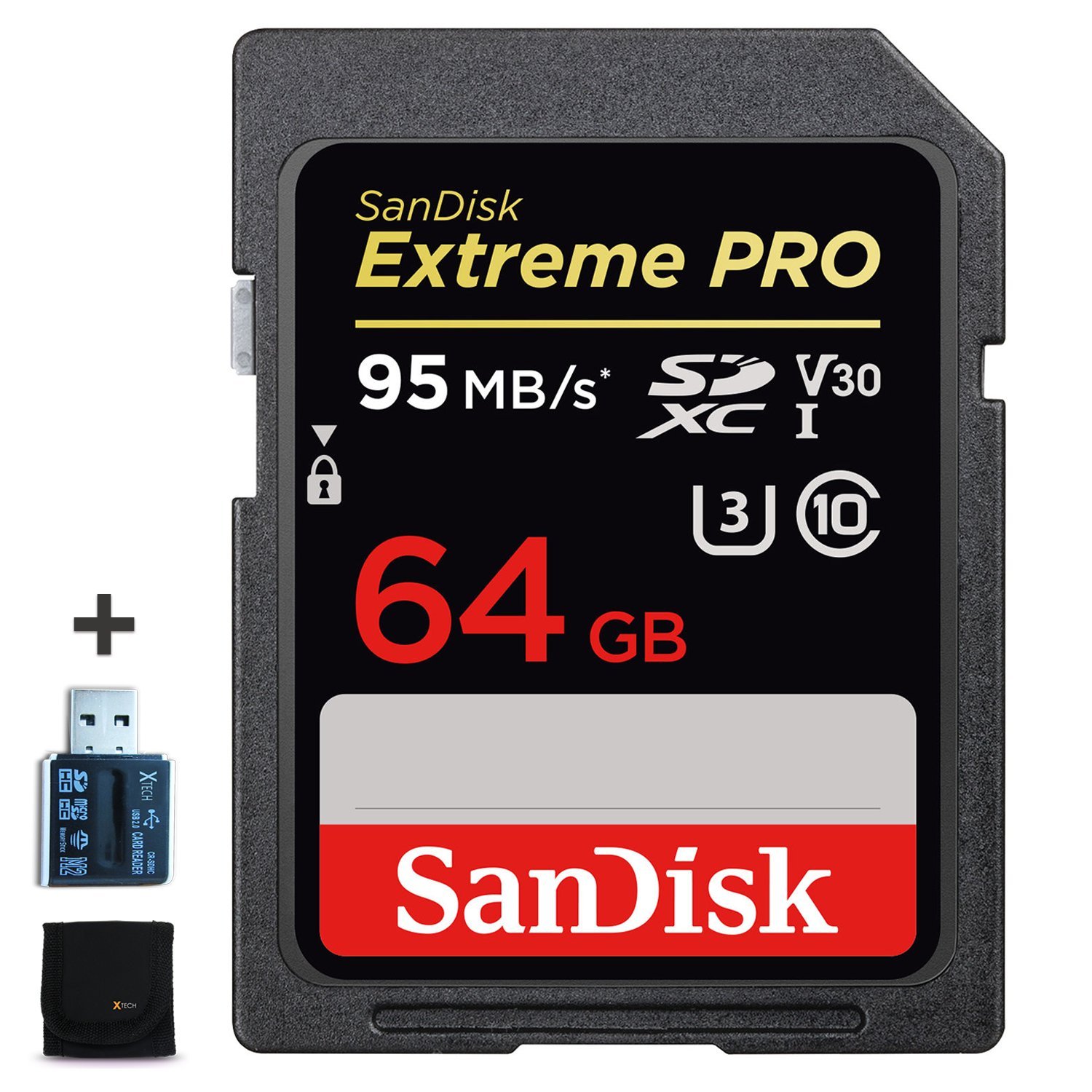 SanDisk Extreme PRO 64GB SD Memory Card + Card reader for Nikon DSLR Cameras including Nikon D850 D750 D500 D810 D3400 D3300 D5600 D5500 D7500 D7200 D7100 D7000 D800 D610 D600 D80 D90 D5 D3200 by HeroFiber