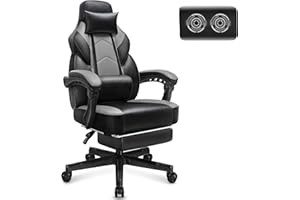 Meilocar Gaming Chair for Adult, Computer Chair with Footrest Video Game Chair Big and Tall Gaming Chair with Massage Lumbar Support, Adjustable Height and 360° Swivel Seat(Grey)