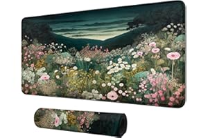 BFDHGQZC Wildflower Field Mouse Pad, 24" x 14" Playmat for MTG, TCG, RPG, CCG Trading Card Games, Computer, Office