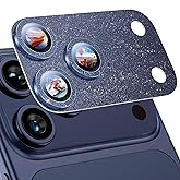 Uyiton for iPhone 17-Pro-Max Camera-Lens Protector: Bling [Not Easy to Break][Strong Adsorption][Case-Friendly] Metal Tempered Glass Rear Camera Screen Cover - Glitter Blue