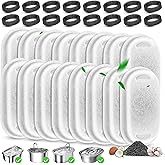 Cat Water Fountain Filters Replacement, 16 Pcs Pet Water Fountain Filter with 16 Pcs Foam Sponges for 67oz/2L & 108oz/3.2L Stainless Steel Pet Cat Water Fountain Dispenser Filters