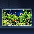LAQUAL 10 Gallon Ultra Clear Glass Fish Tank, Rimless Low Iron Aquarium for Betta/Nano/Goldfish/Snail/Shrimp, Big Fish Tank & Cover Set & Feeding Ring & Cleaning Tools