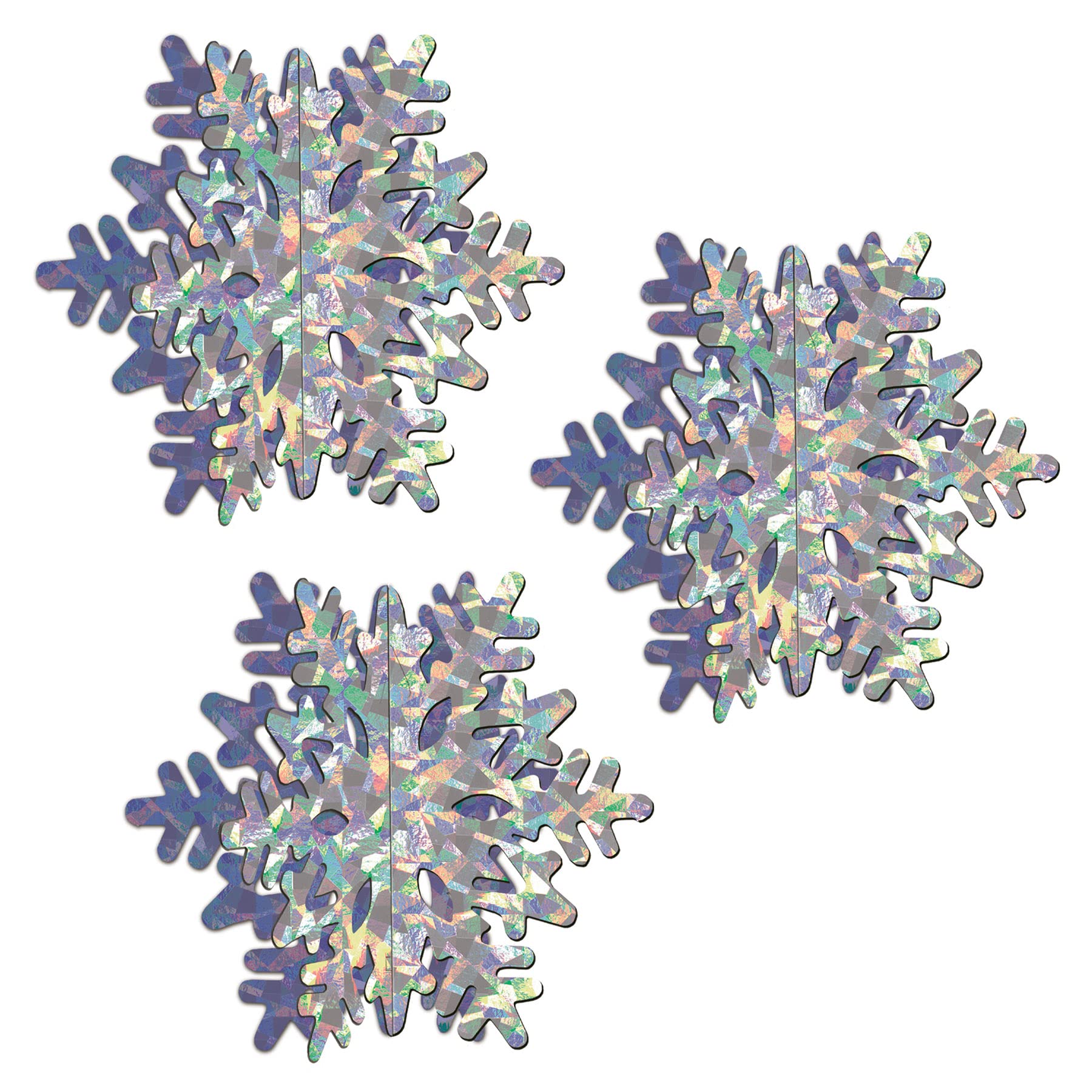 Beistle S20657AZ3 3-D Prismatic Snowflake Centerpieces 10" (Silver