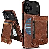 LOHASIC Compatible with MagSafe for iPhone 17 Pro Max Wallet Case, Detachable Magnetic Wallet Card Holder with RFID Blocking Leather Protective Cover Case for 17 ProMax 6.9" 2025 - Brown