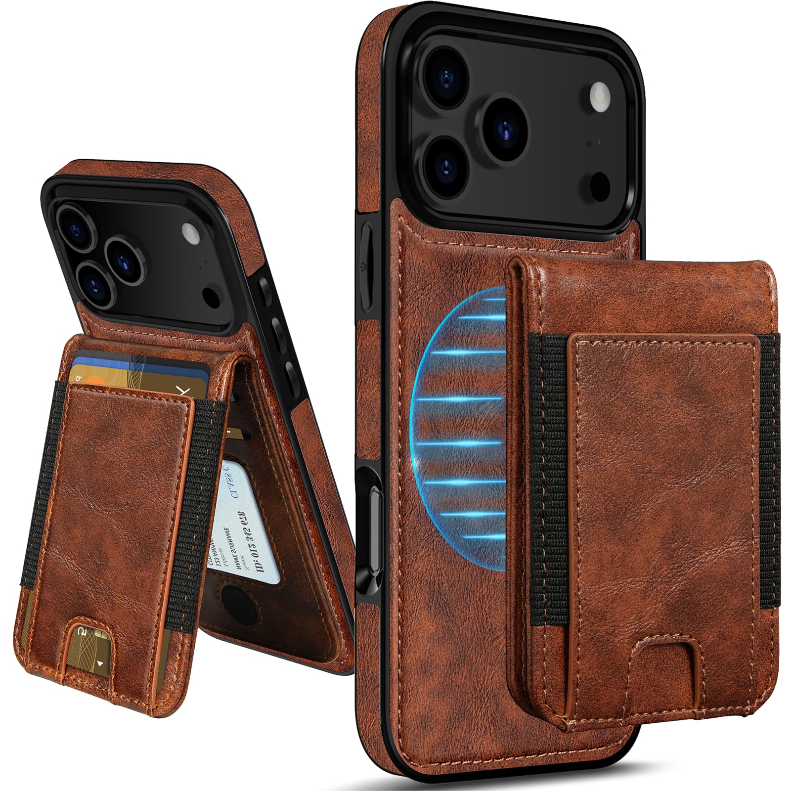 Photo 1 of LOHASIC Compatible with MagSafe for iPhone 17 Pro Max Wallet Case, Detachable Magnetic Wallet Card Holder with RFID Blocking Leather Protective Cover Case for 17 ProMax 6.9" 2025 - Brown