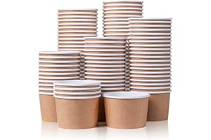 MATICAN 100-Count Paper Ice Cream Cups - 9-Oz Disposable Dessert Bowls for Hot & Cold Foods