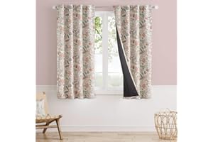 Vangao Pink Nursery Curtains for Girls Room Floral Blackout Dorm Curtains 63 Inch Length Farmhouse Drapes for Bedroom Room Darkening Flower Patterned Window Treatment for Kids Set of 2