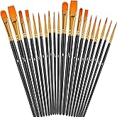 Black Paint Brushes Set, Aoartix 20Pcs Round Pointed Tip Artist Paintbrushes for Acrylic Oil Watercolor Canvases Rock Body Fa