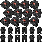 Xaatren Winter Hats and Gloves Bulk for Women Men Fleece Lined Warm Beanie caps Touchscreen Gloves for Homeless Adult